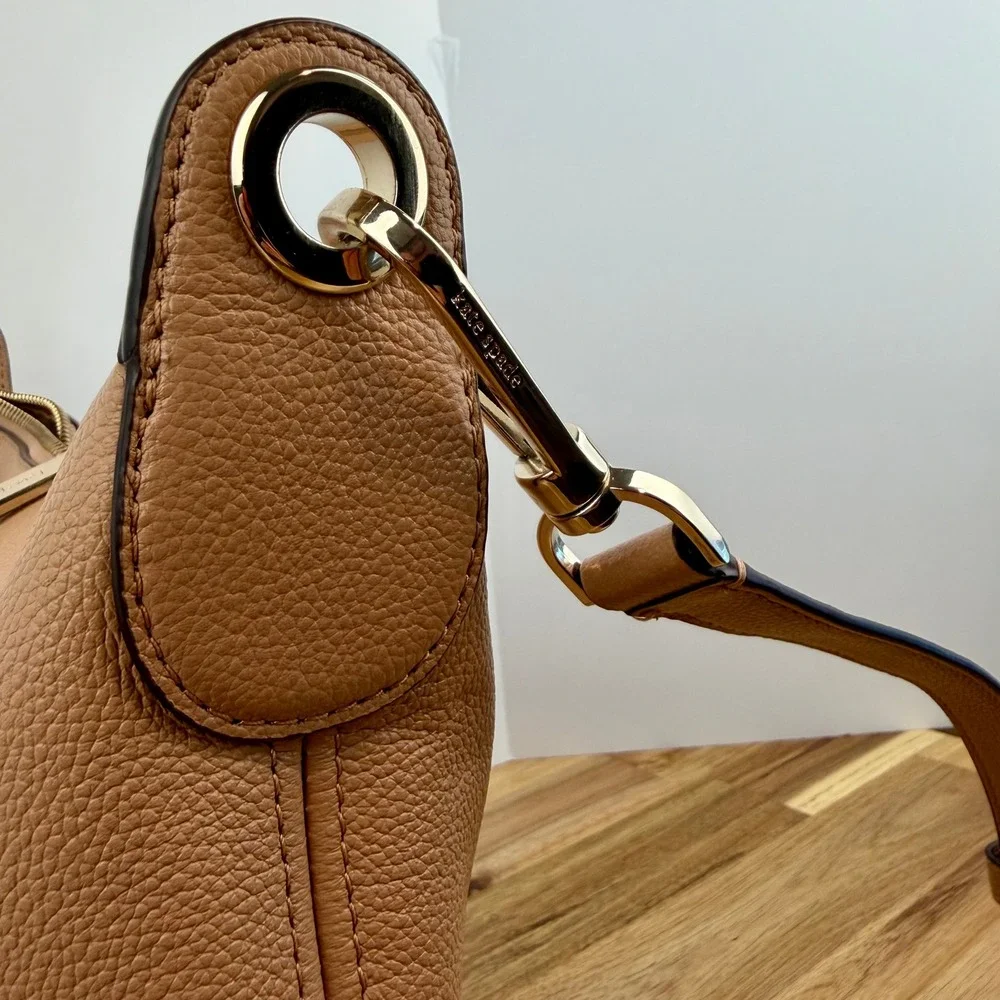 Kate Spade New York Rosie Beige Pebbled Leather Crossbody Bag Gold Tone Hardware